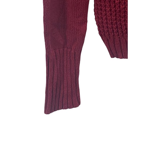 Old Navy Red Chunky Knit Scoop Neck Sweater S Tomato Girl Cotton Blend Relaxed F - Picture 8 of 8